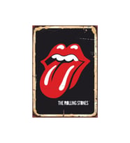 The Rolling Stones Retro Ahşap Tablo - İkonik Dil ve Dudak Logosu Tasarımı