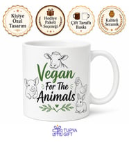 Vegan For The Animals Yazılı Hayvanlar İçin Vegan Kahve Kupa Bardak Hediye