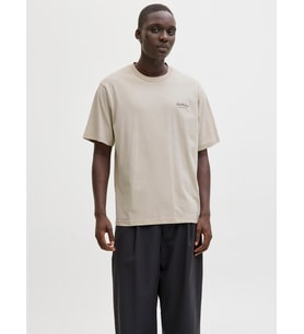 JACK JONES Yazı Desenli Erkek Yuvarlak Yaka Tişört 12287990 (Bej)