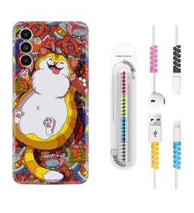 Samsung A23 A31 A32 A50 A51 A52 A53 A70 Kılıf Kablo Koruma Spiral Silikon Tombul Kedi 1739