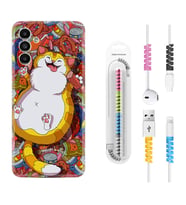 Samsung A23 A31 A32 A50 A51 A52 A53 A70 Kılıf Kablo Koruma Spiral Silikon Tombul Kedi 1739