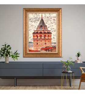Altın Paspartulu Çerçeveli Tablo V563 (Gold)