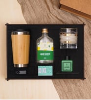 Premium Hediye & Bambu Termos Bardak, 200ml Kolonya, Yaldızlı Cam Mum, Usb Bellek,  Oda Kokusu, Kahve