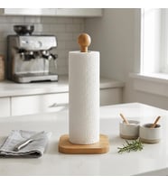%100 Doğal Bambu Kare Kağıt Havluluk - Minimalist Dik Ahşap Havlu Standı (12x28 cm, 1 Adet)