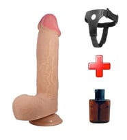 Belden Bağlamalı 23,4 cm Çift Katmanlı Gerçekçi Dildo Penis (Ten)