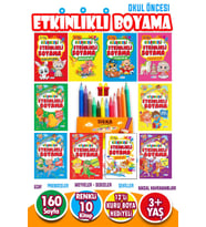 12 Adet Kuru Boya Hediyeli 10 Kitaplı Eğitici ve Etkinlikli Boyama Seti (Çok Renkli)