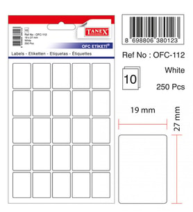 250'li Beyaz Etiket 19x27mm