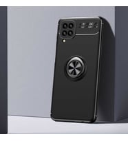 Galaxy M12 Kılıf Zore Ravel Yüzüklü Silikon Kılıf (Siyah)