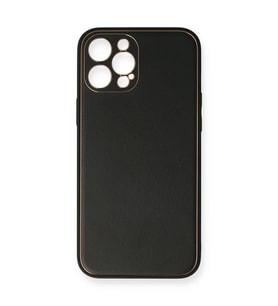Apple İphone 12 Pro Max Kılıf Coco Deri Silikon Kapak - Siyah
