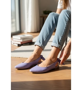 Enoch Kadın Arkası Fiyonk Detaylı Slingback Lila Babet