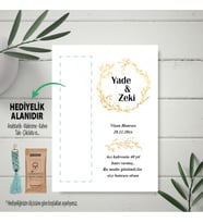 Hediyelik Kart - Gold Yaprak Tasarım Nişan, Düğün Hatırası Makrome Anahtalık, Toka, Kurabiye, Kahve Kartı