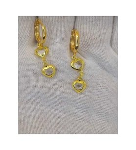 Çelik Gold Renk Kalpli Sallantılı Minimal Özel Tasarım Küpe