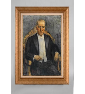 Altın Varaklı Paspartulu Çerçeveli Atatürk Tablo sd558
