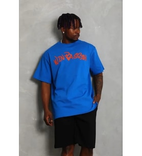 pilelistore- Erkek Baskılı T-Shirt Kısa Kol Bisiklet Yaka Regular Fit Rahat Kalıp Günlük Tişört - Sa (Saks Mavisi)