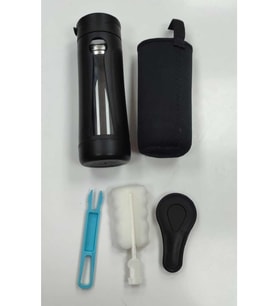 Cam Matara Siyah Plastik Kaplama Süzgeçli 420ml