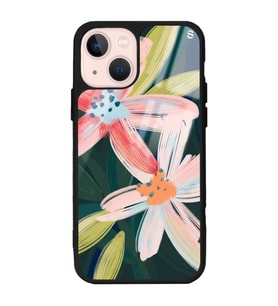 iPhone 13 Suluboya Çiçek Tasarımlı Glossy Telefon Kılıfı