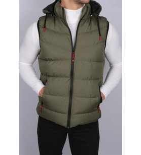 Dewberry Erkek %100 Polyester Kapüşonlu Yelek Haki 16683 Katmanlı Kombin, Kazak ve Gömlek Kombini, Dış Giyim