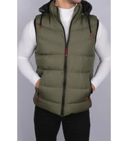 Dewberry Erkek %100 Polyester Kapüşonlu Yelek Haki 16683 Katmanlı Kombin, Kazak ve Gömlek Kombini, Dış Giyim