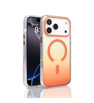 iPhone 17 Pro Max Kılıf M-safe Şarj Özellikli Transparan Renk Geçişli Toros Kılıf (Turuncu)