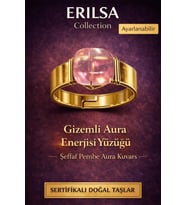 Sertifikalı Şeffaf Pembe Aura Kuvars Doğal Taş Yüzük – Gizemli Aura Enerjisi (Çok Renkli)