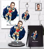 Kişiye Özel Uzay Karikatürlü 5 li Hediye Seti Bay-1