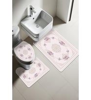 Modern Desenli Dijital Baskı 3’lü Banyo Paspas Takımı Yıkanabilir Kaymaz Tabanlı Klozet Takımı KLZ0056 (Çok Renkli)