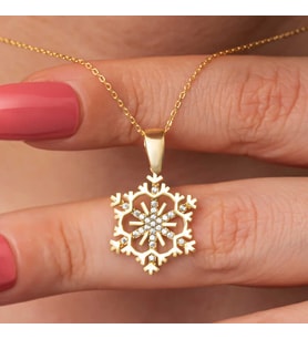 Gümüş Gold Kar Tanesi Kadın Kolye  SL7281