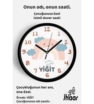 İsme Özel Sweet Dreams Gökkuşağı Çocuk Odası Duvar Saati Orta Boy 30 cm Siyah Camlı Sessiz