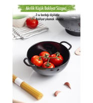 Akrilik Siyah Mini Pirinç Süzgeçi & Bakliyat Süzgeçi (3 SU BARDAĞI ÖLÇÜLÜ)