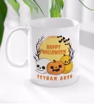 BK Gift Kişiye Özel Happy Halloween Tasarımlı Beyaz Kupa Bardak-4