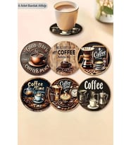 Valerine Life Ev Ofis Çay Fincan Bardak Altlığı 10x10cm Yıkanabilir Kaymaz 6'lı Deri Coaster Seti
