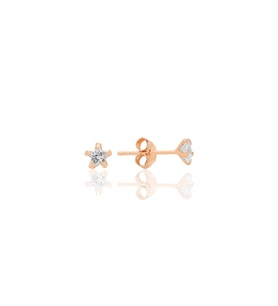Gümüş zirkon taşlı, rose, yıldız kesim 4 mm tektaş küpe SGTL12736ROSE