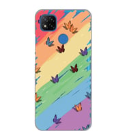 Redmi 9C / Redmi 10A Uyumlu Renk ve Kelebek Desenli Şeffaf Telefon Kılıfı