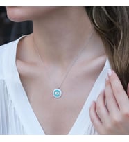 Göz Modeli Zirkon Taşlı Gümüş Kolye