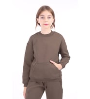 Toontoy Unisex Çocuk Nakışlı Sweatshirt (Acı Kahve)