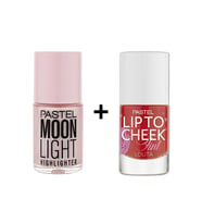 Pastel Likit Aydınlatıcı Moonlight Highlighter No 100 ve Pastel Lip To Cheek Tint Lolita Ruj ve Allık