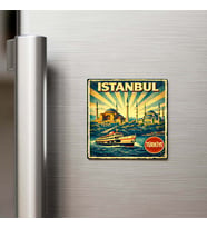 Vintage İstanbul Şehri Temalı Buzdolap Magneti – 9x9 cm