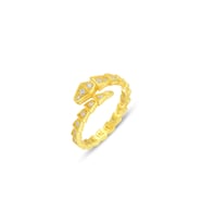Gümüş altın yaldızlı zirkon taşlı üstten ayarlamalı sarmal yılan yüzük SGTL12988GOLD (Altın Rengi)