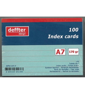 DEFFTER INDEX KARTI A7 MAVİ ÇİZGİLİ