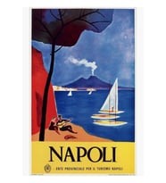 Napels Italya Retro Seyahat Reklamı Tablo Ahşap Poster Dekoratif