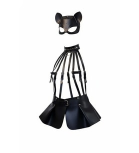 Mulvxbrf Brf02 Siyah Etek Deri Harness Detaylı Etek Zımbalı Mini Etek - Brf1313 (Mulvix)