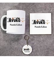 Avukat Kupa Bardak Altlık ve Anahtarlık Hediye Seti (Model 1)