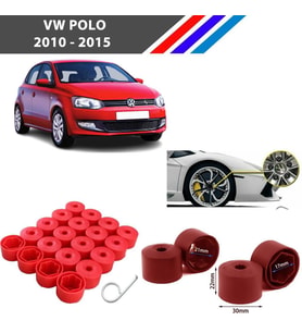 Otozet - VW Polo Bijon Civata Kapağı Kırmızı Renk 20 Adetli Set 17mm 1K06011739B9
