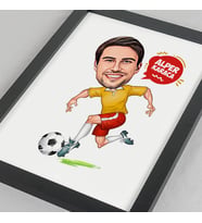Kişiye Özel Futbol Sever Erkek Karikatürlü Resim Çerçevesi