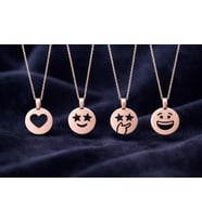 Kişiye Özel 925 Ayar Gümüş Emoji Surat Kolye (Rose)