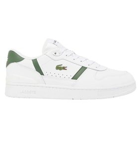 Lacoste T-Clip 224 2 SMA Leather Mens Sneaker Hakiki Deri Günlük Spor Ayakkabı Beyaz Yeşil