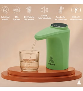 Pizen Flow USB Şarjlı Otomatik Damacana Su Pompası Tds Ölçer 250ML 500ML 1l 2l Ölçü Özellikli