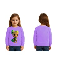Unisex Groot Baskılı Çocuk Swaetshirt 3 İplik Şardonlu (Lila)