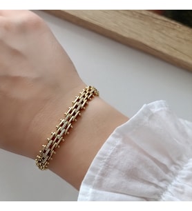 Lente Aksesuar 14K Altın Kaplama Vip Xuping Üç Sıra Zirkon Taşlı Modern Bileklik - Kuyumcu İşçiliği Kararmaz Seri
