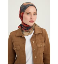Schaless Köklerin Aynası - Kırmızı - Efilia Desenli Eşarp - 90x90 Cm